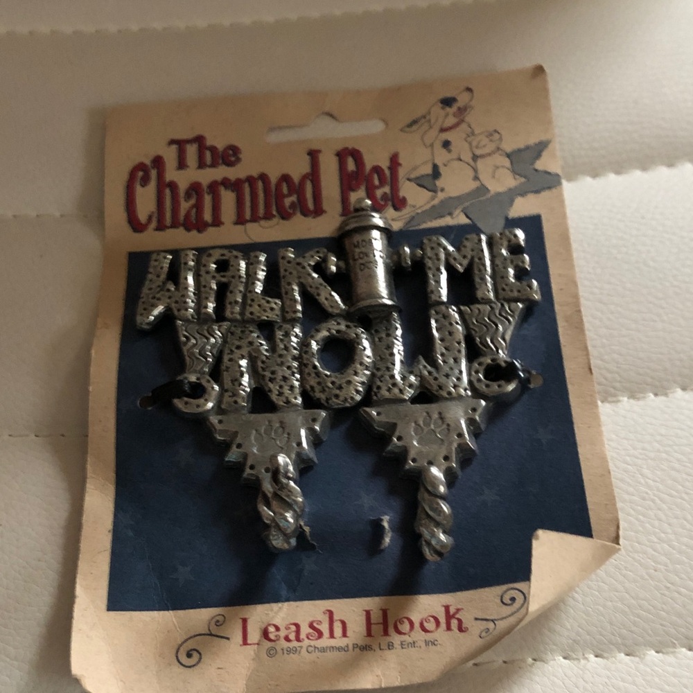 Silver "Walk Me Slowly" Dog Leash Hook